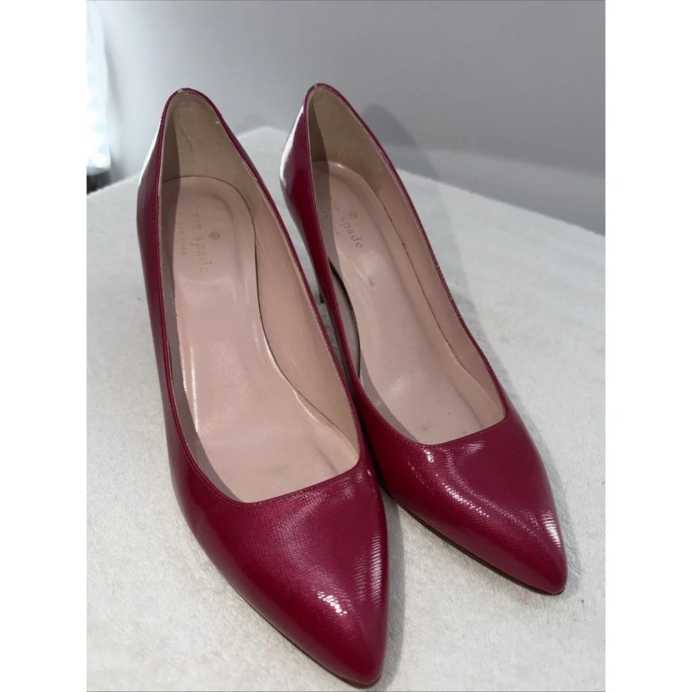 Kate Spade New York Vero Cuoio Hot Pink Pointed Toe Heels Size 7.5 Made In Italy